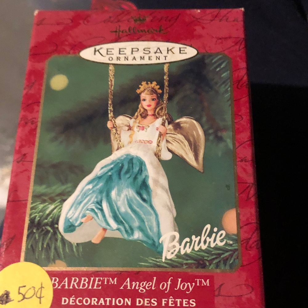Barbie Angel Ornament in White, Aqua & Gold